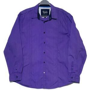 Tranquility Mayhem Dress Shirt Men's Large Purple Long Sleeve Button Up